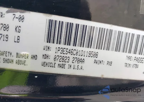 2001 Plymouth Neon Highline from USA, damaged, VIN 1P3ES46C01D119508